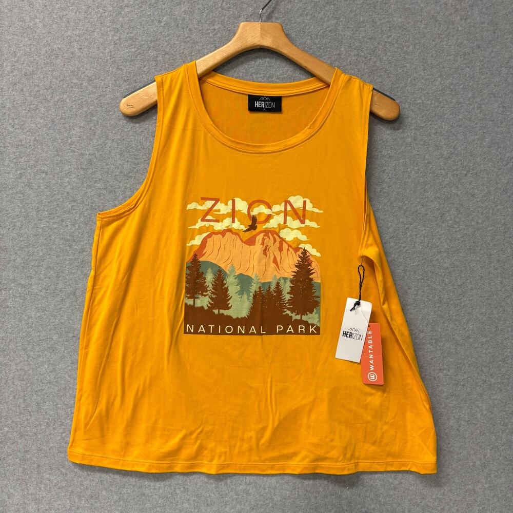 Herizon Zion National Park Graphic Tank Top Mustard XL USA Wantable
